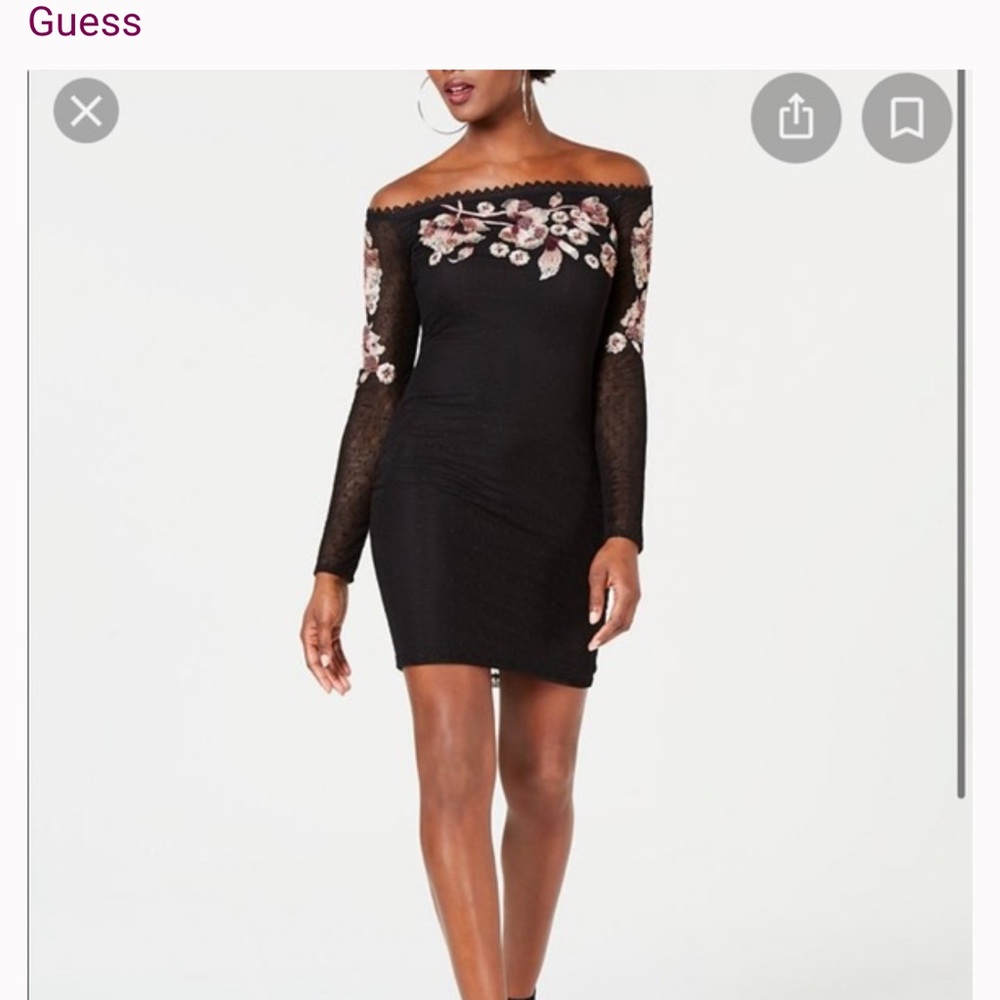 Guess Black Off-Shoulder Bodycon Dress